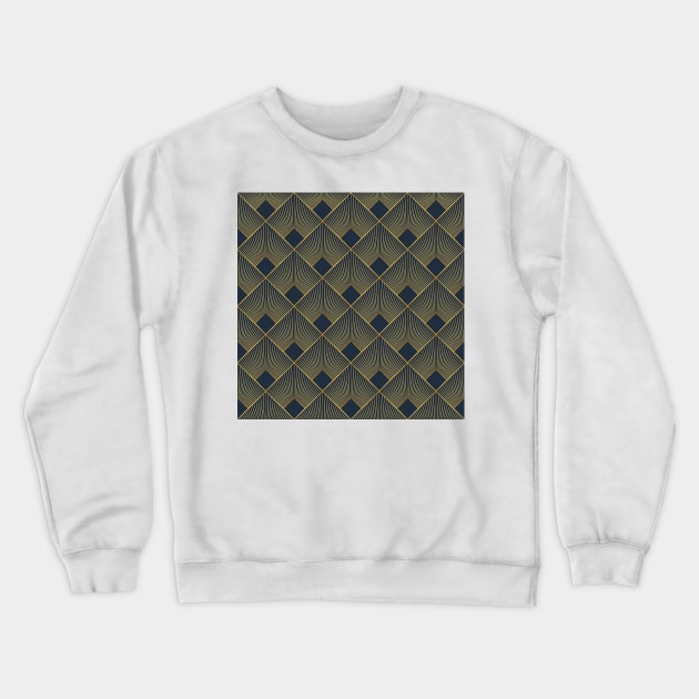 Art Deco square pattern navy and gold Crewneck Sweatshirt by kallyfactory